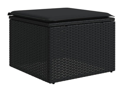 12-piece garden furniture set with cushions, black resin wicker