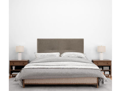 Homzora Aqualine Fabric Headboard with Buttons 110x105cm with Legs for 105cm Beds - Earth