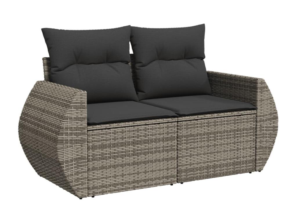 8-piece garden furniture set with grey resin wicker cushions