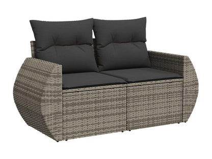 8-piece garden furniture set with grey resin wicker cushions