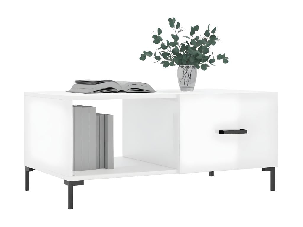 Coffee table, glossy white, 90x50x40 cm, engineered wood