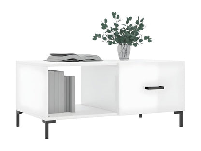 Coffee table, glossy white, 90x50x40 cm, engineered wood