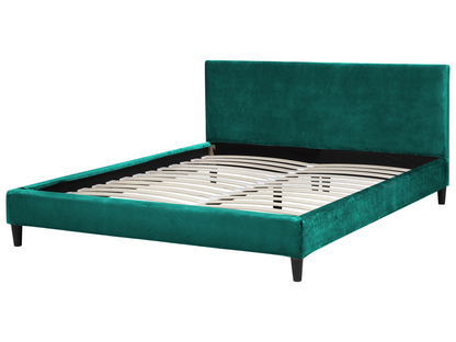 Homzora Velvet Bed with Slatted Base 160x200 cm Dark Green