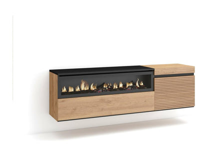 TV Stand - TV Bench 150x45x35cm For TVs up to 65" Electric Fireplace Wall Mounted Oak