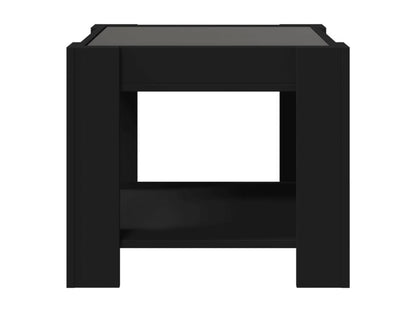 Coffee table with LED, black, 53x53x45 cm, engineered wood