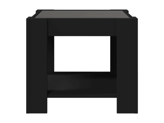 Coffee table with LED, black, 53x53x45 cm, engineered wood
