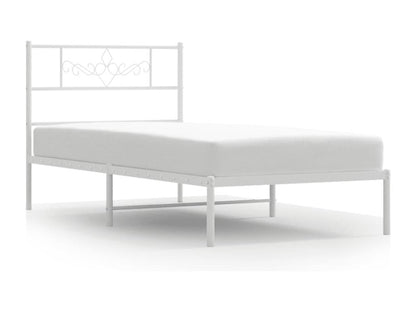 Metal bed frame with white headboard 75x190
