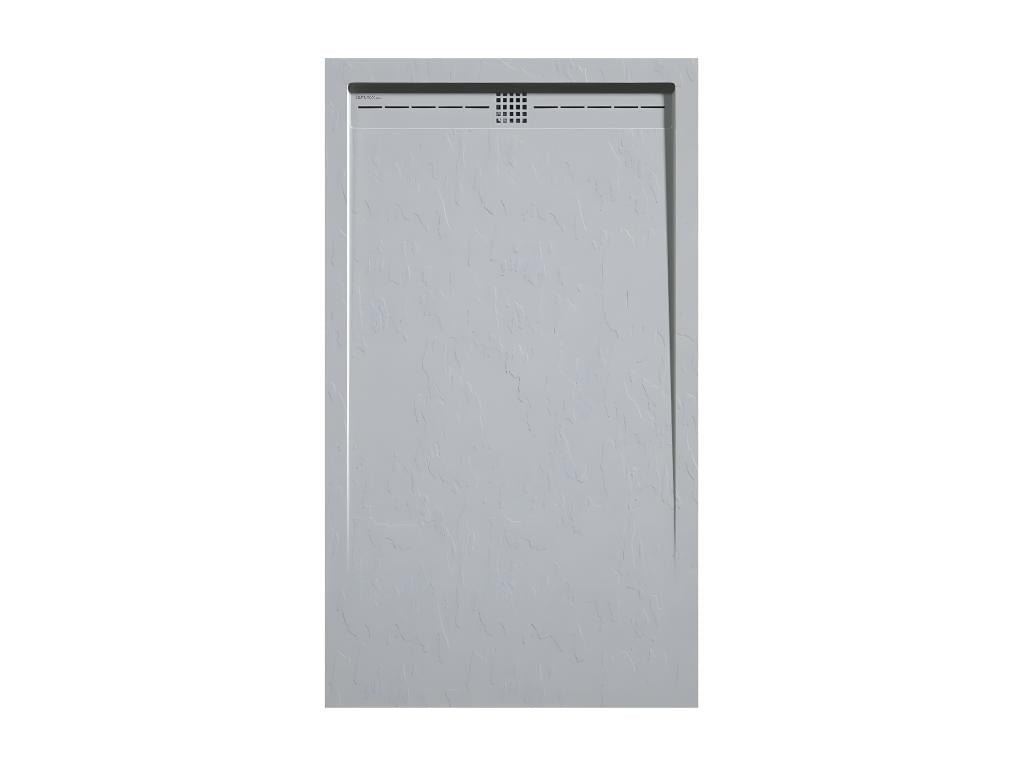 Grey 7035 shower tray with slate finish, Meubiana CACH colored grate - 80x70 cm
