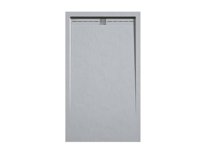 Grey 7035 shower tray with slate finish, Meubiana CACH colored grate - 80x70 cm