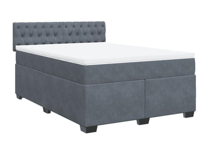 Homzora bed base and mattress, Dark Grey 140x200cm Velvet