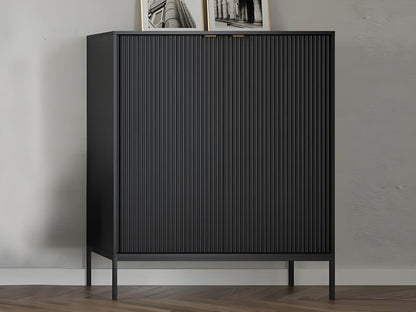 High sideboard with 2 doors - Black - Homzora MORABITO