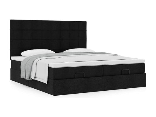 Ottoman bed frame with black mattress 200x200cm fabric