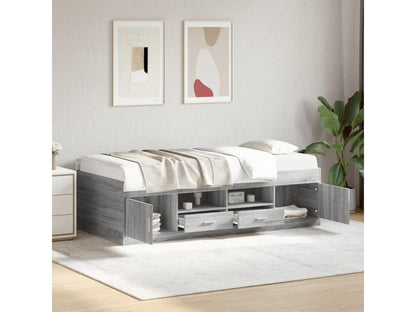 Homzora grey daybed with drawers, 75x190 cm, engineered wood