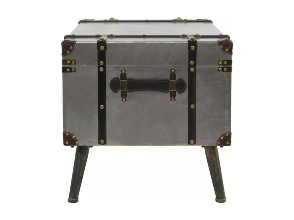 Rectangular coffee table in wood and grey metal Leo