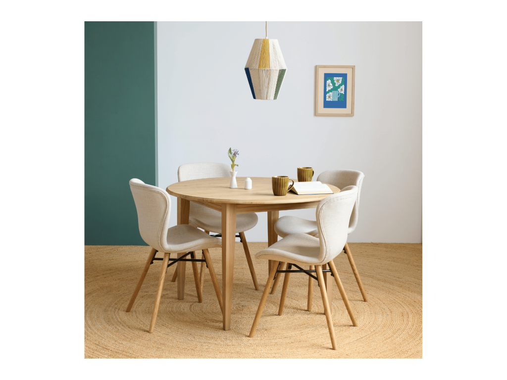 Fabric and oak wood chairs, set of 2 - Homzora