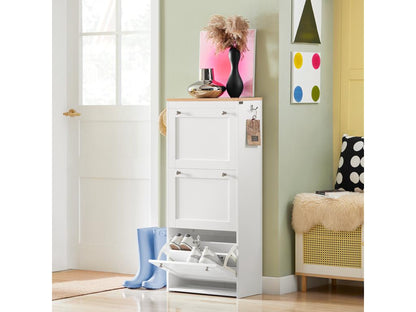 Shoe Cabinet with 3 Drop-Down Doors, Shoe Storage Unit, Shoe Cabinet FSR144-WN