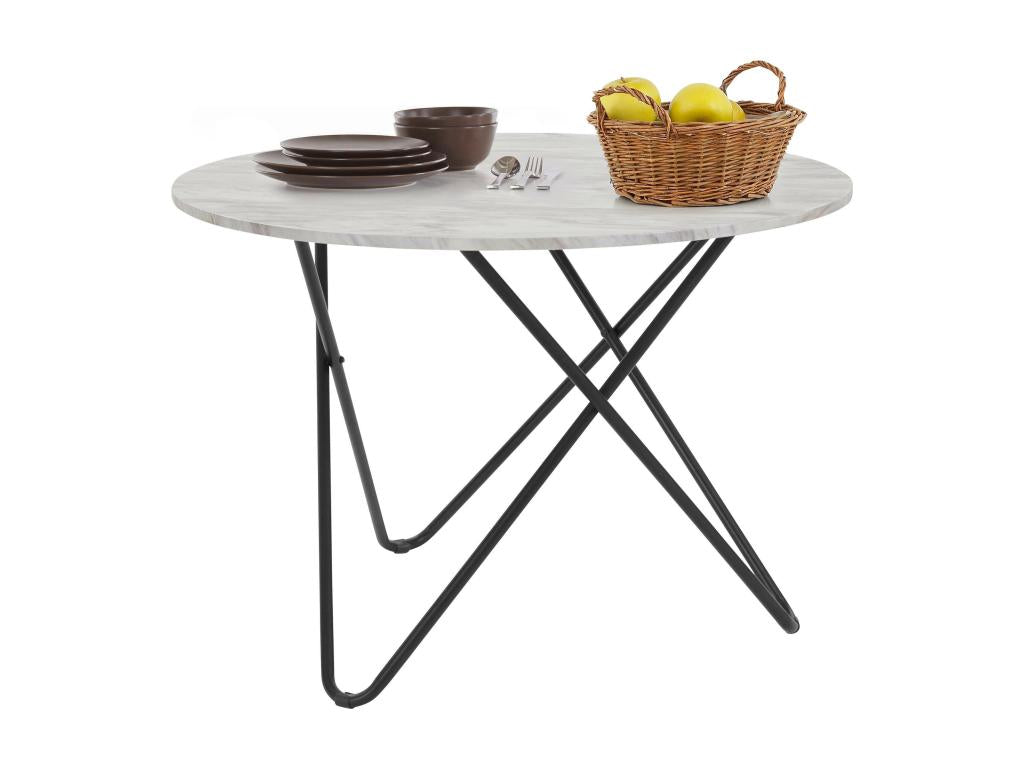 Homzora - 110cm Marble-Effect Dining Table