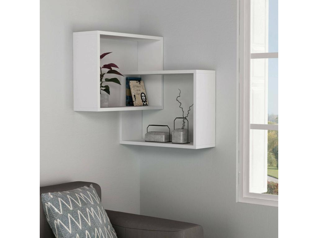 Meubiana Wall Shelf, Wall-Mounted Shelf, Multi-Purpose Shelving Unit, 68x60x68 cm, White