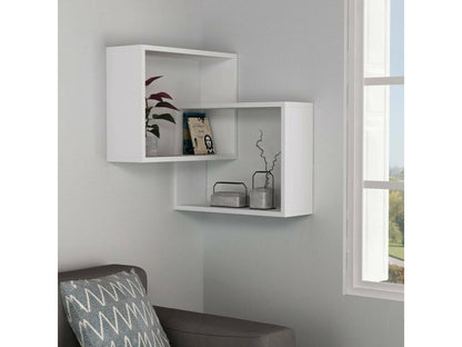 Meubiana Wall Shelf, Wall-Mounted Shelf, Multi-Purpose Shelving Unit, 68x60x68 cm, White
