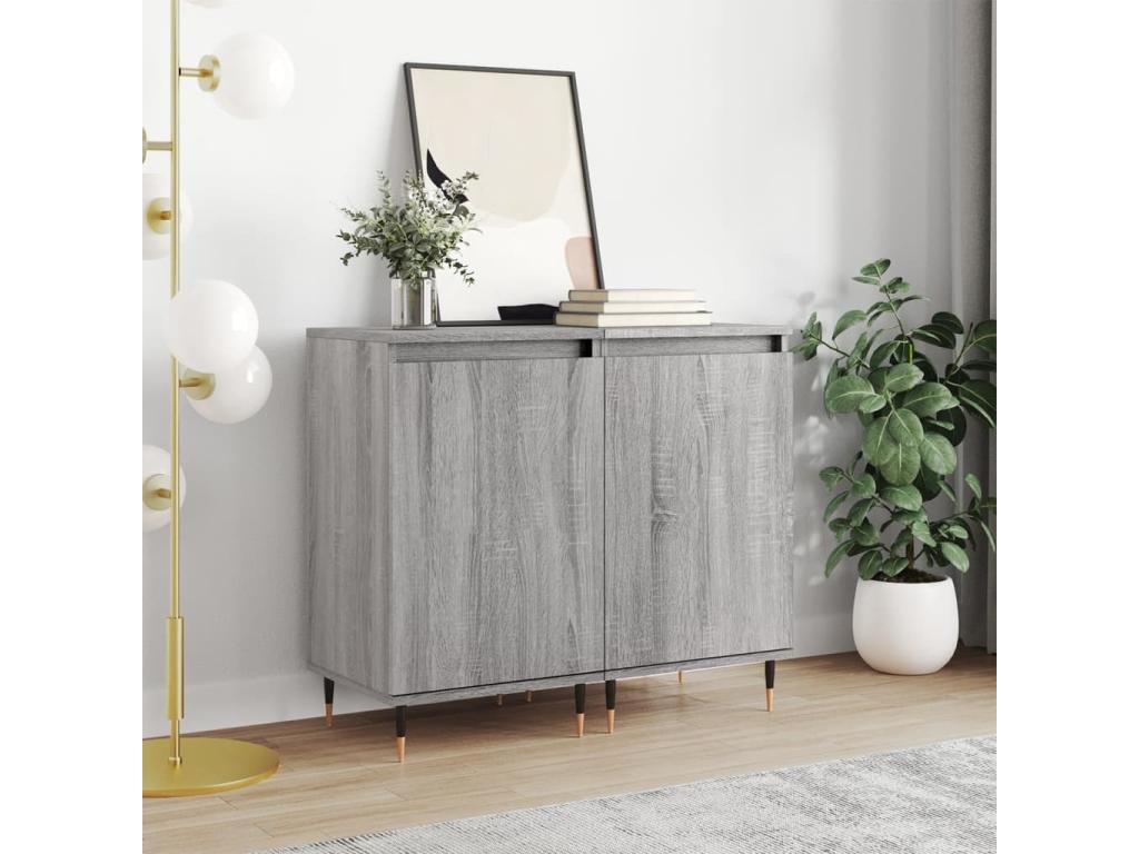 Homzora 2-piece sideboard set, grey, 40x35x70 cm, engineered wood