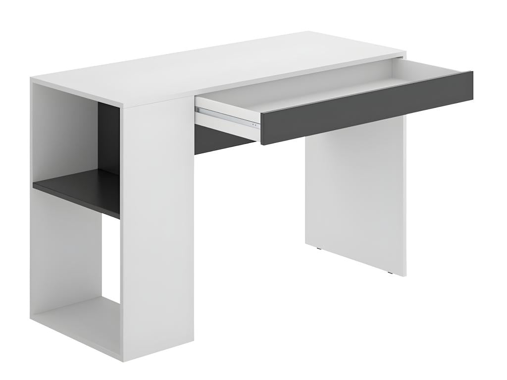 Desk with 1 drawer, white/graphite color - Length 115 x Depth 50 x Height 74 cm