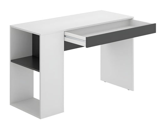 Desk with 1 drawer, white/graphite color - Length 115 x Depth 50 x Height 74 cm