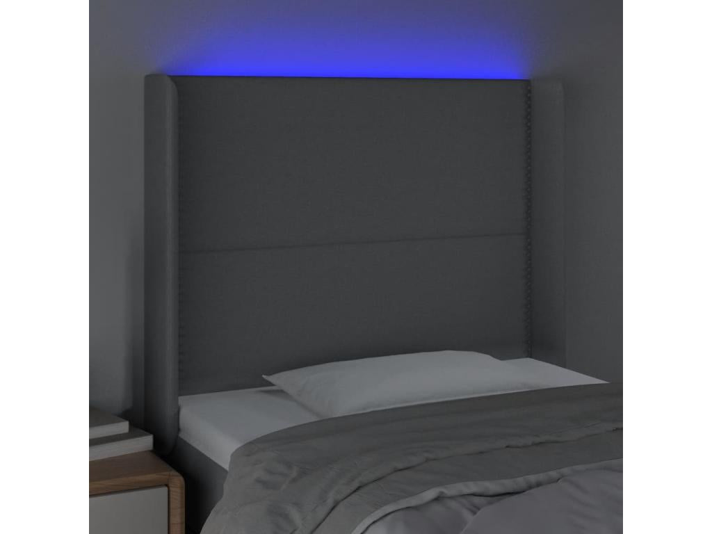 Light Grey LED Headboard 103x16x118/128 cm Fabric