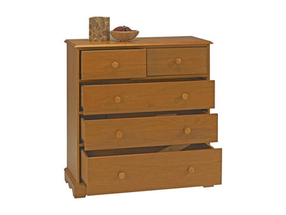 English Style Honey Pine Chest of Drawers with 5 Drawers W 96.2 H 97.4 D 42.5 cm
