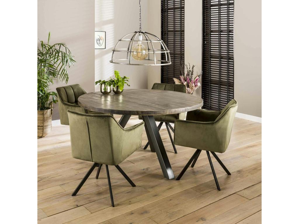 Homzora set of 2 green velvet swivel armchairs with star base