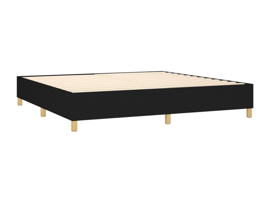 Upholstered bed base with mattress, black, 200x200 cm, fabric