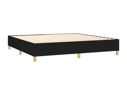 Upholstered bed base with mattress, black, 200x200 cm, fabric