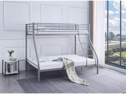 Meubiana 3-person bunk bed, 2-1, metallic grey, slatted base included