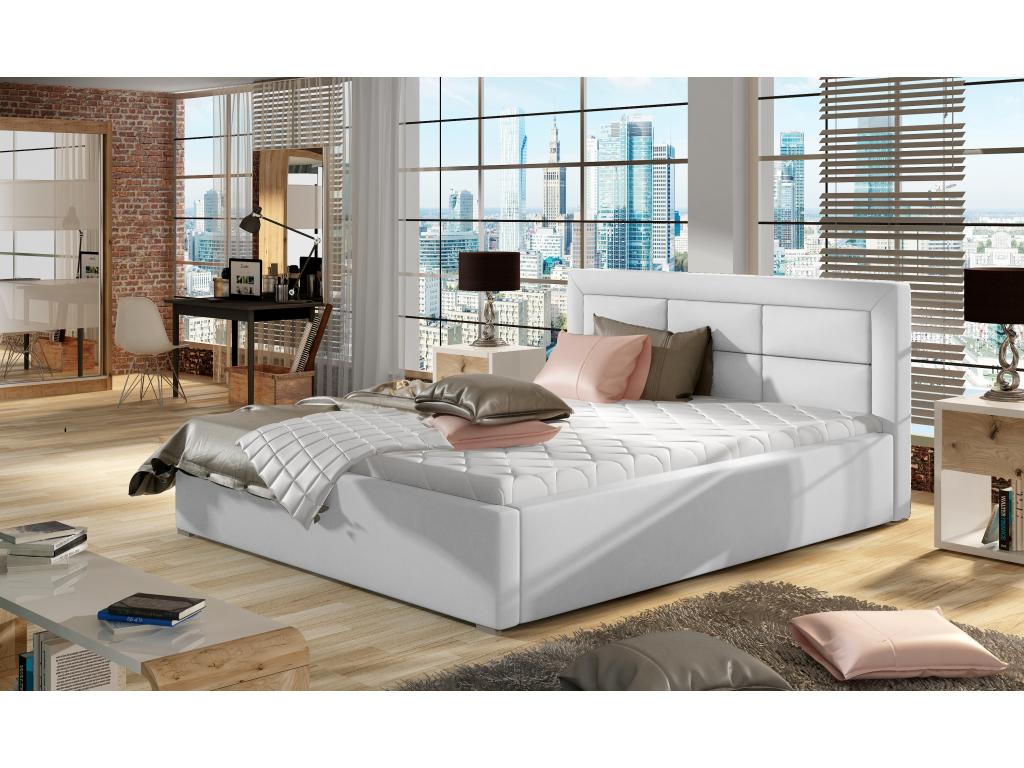 Homzora modern tufted faux leather bed - Brown - 140x200 - Storage compartment version