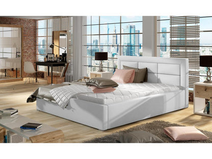 Homzora modern tufted faux leather bed - Brown - 140x200 - Storage compartment version