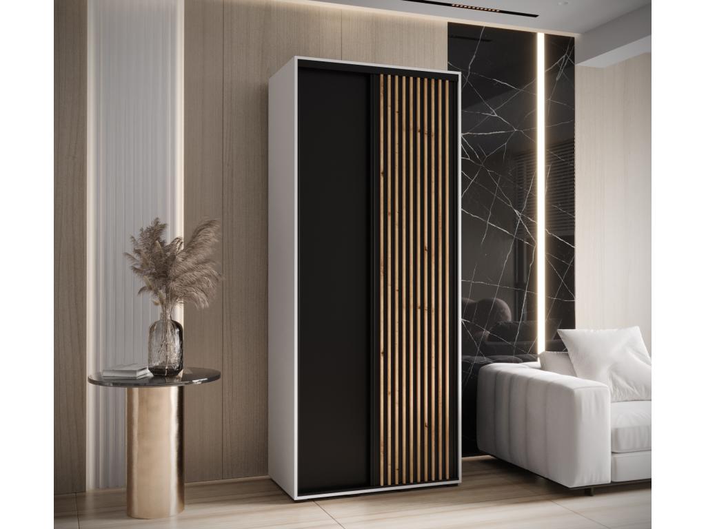 Meubiana 1 Sliding Door Wardrobe 235.2/100/60 2 Doors White/Black