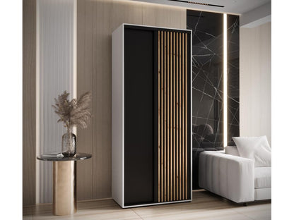 Meubiana 1 Sliding Door Wardrobe 235.2/100/60 2 Doors White/Black