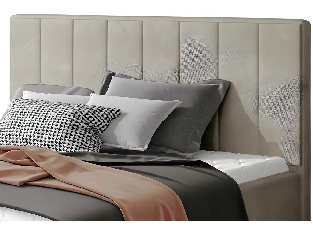 Luxury quality beige velvet double bed from Meubiana, 180x200