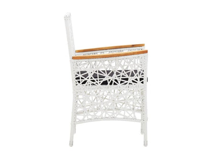 5-piece garden furniture set in white woven resin