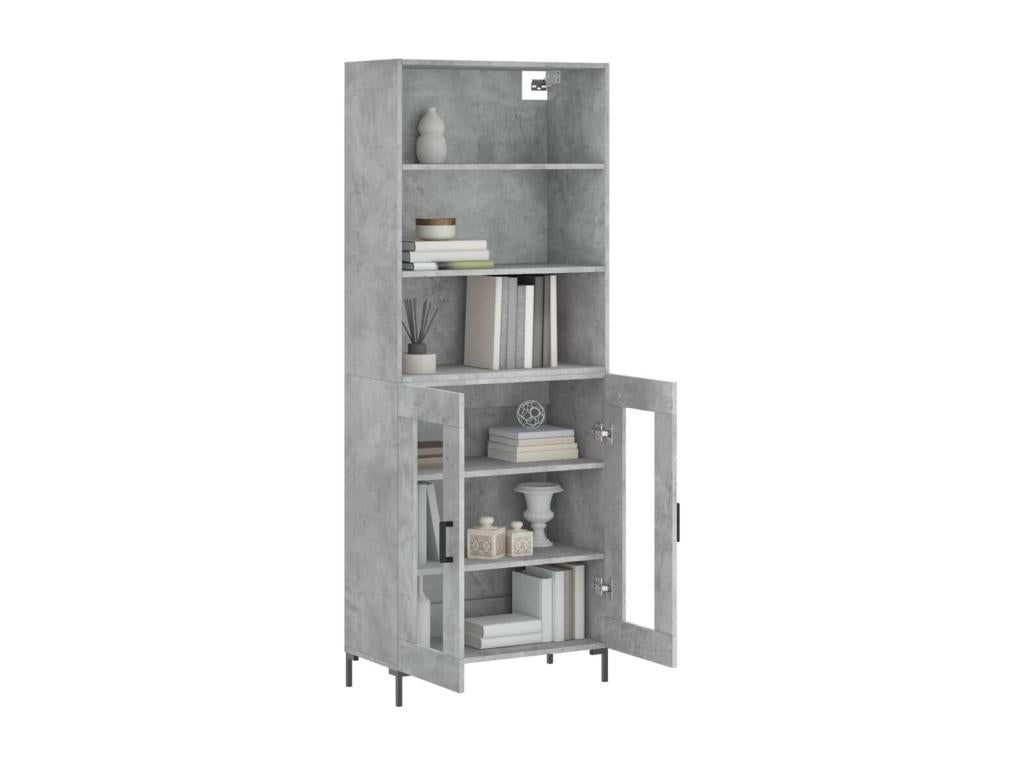 High sideboard, concrete grey, 69.5x34x180 cm, engineered wood