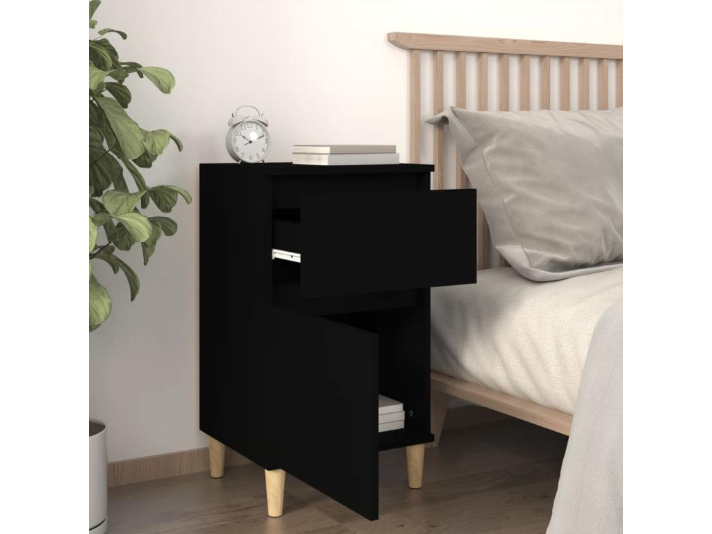 2-piece black bedside tables, 40x35x70 cm