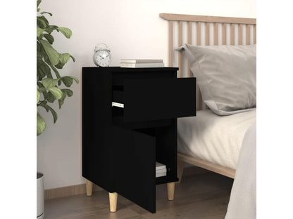 2-piece black bedside tables, 40x35x70 cm