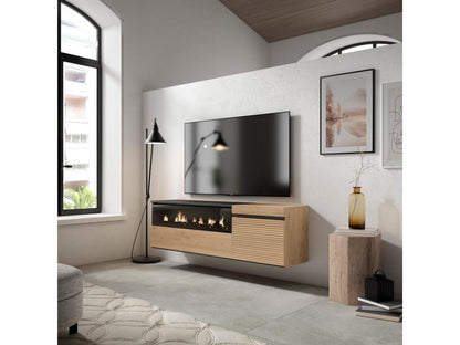 TV Stand - TV Bench 150x45x35cm For TVs up to 65" Electric Fireplace Wall Mounted Oak