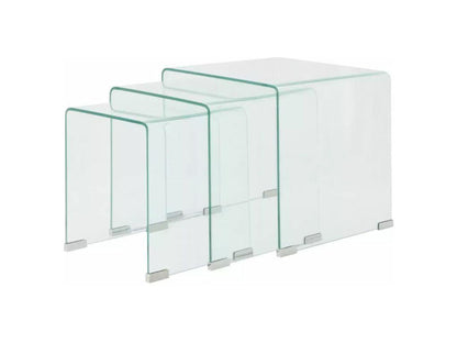 Niu Square Coffee Table with Clear Tempered Glass - Set of 3
