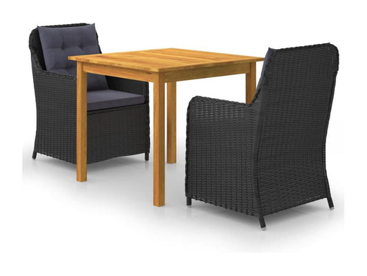 3-piece garden dining set, black
