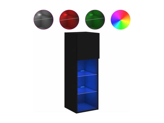 TV stand with Homzoraères LED lights, black, 30.5x30x90 cm