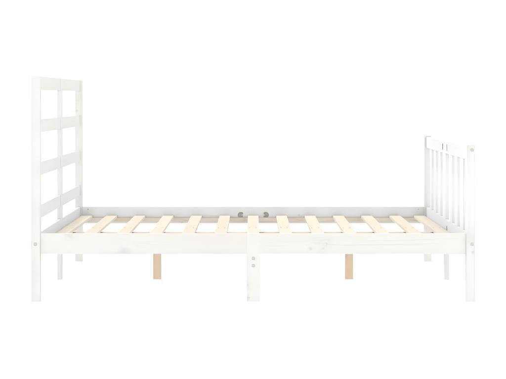 Bed frame without mattress, white, 140x200 cm, solid pine wood