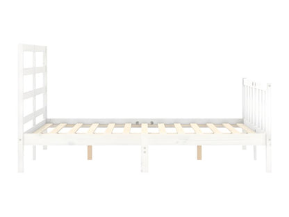 Bed frame without mattress, white, 140x200 cm, solid pine wood