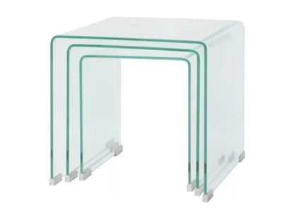 Niu Square Coffee Table with Clear Tempered Glass - Set of 3