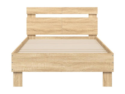 Homzora oak bed frame with headboard, 100x200 cm