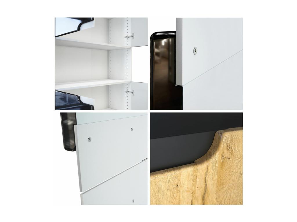 Office Cabinet, Matte Black and Satin Graphite, WxHxD 82x184x37